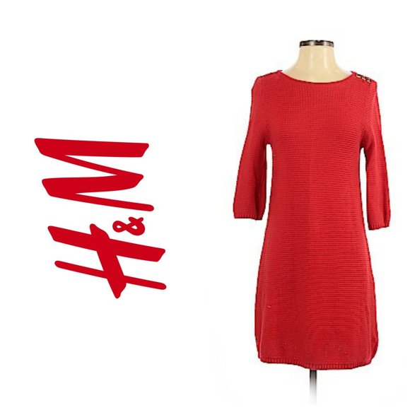 H&M Red Knit Sweater Dress - Picture 1 of 7